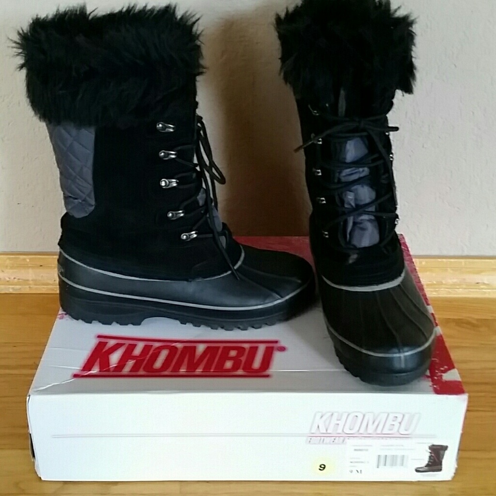 Black winter snow boots Khombu size 9